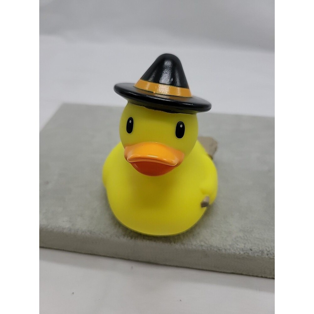 INFANTINO RUBBER DUCK Halloween Witch with Broomstick Duckie 4"